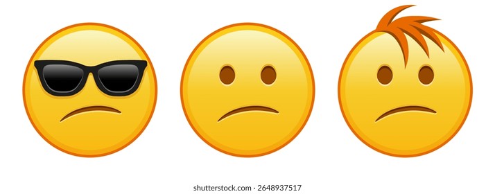 Embarrassed yellow face Set of three emoji