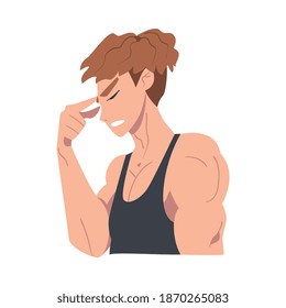 Embarrassed Young Man Covering his Face with Hand, Regretful Guy Character Cartoon Style Vector Illustration