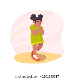 Embarrassment Isolated Cartoon Vector Illustration. Shy And Embarrassed Girl With Unhappy Face Expression, People Psychology, Socio-emotional Development, Disappointed Kid Vector Cartoon.