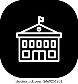 Embassy diplomacy icon with black filled line outline style. embassy, government, symbol, international, flag, travel, sign. Vector Illustration