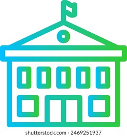 Embassy diplomacy icon with blue and green gradient outline style. embassy, government, symbol, international, flag, travel, sign. Vector Illustration