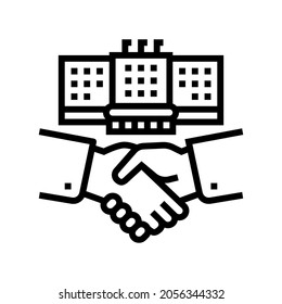 embassy diplomats handshaking line icon vector. embassy diplomats handshaking sign. isolated contour symbol black illustration
