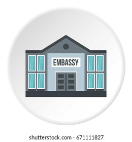 Embassy icon in flat circle isolated vector illustration for web