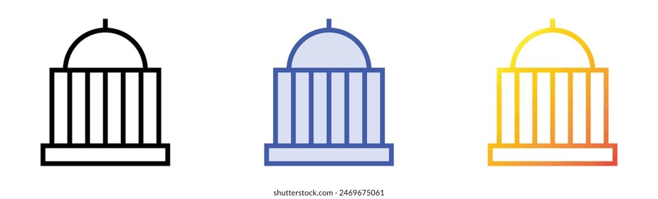 embassy icon. Linear, Blue Fill and Gradient Style Design Isolated On White Background