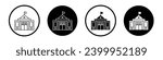 Embassy icon set. municipal hall vector symbol. government parliament buildign sign. historical american federal icon in black filled and outlined style.