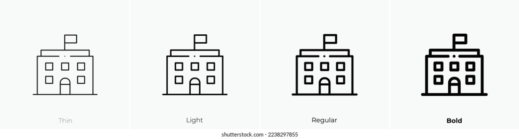 embassy icon. Thin, Light Regular And Bold style design isolated on white background