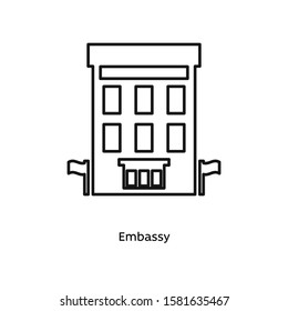 Embassy icon vector illustration black linear on white background