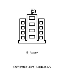 Embassy icon vector illustration black linear on white background