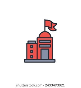 embassy icon. vector.Editable stroke.linear style sign for use web design,logo.Symbol illustration.