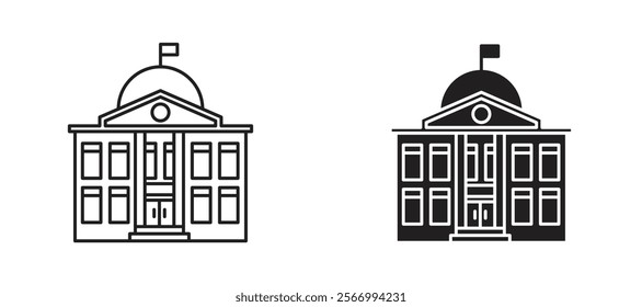 Embassy icons in outline and fill. vector illustration for ui.