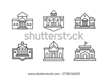 embassy layout draft icon line art vector illustration isolated