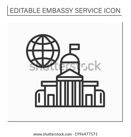 Embassy line icon. State diplomatic mission place abroad. Located in another country. Government for immigrants. Embassy service concept. Isolated vector illustration. Editable stroke