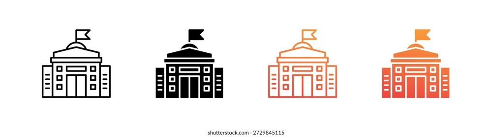 Embassy Multiple Style Icon Set Vetor