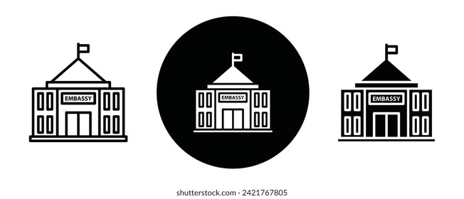 Embassy outline icon collection or set. Embassy Thin vector line art