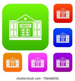 Embassy set icon in different colors isolated vector illustration. Premium collection