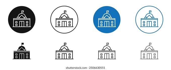 Embassy vector icon in black and blue colors
