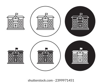 Embassy vector icon set. Municipal hall symbol. Government parliament building sign. Historical American federal icon suitable for apps and websites UI designs.