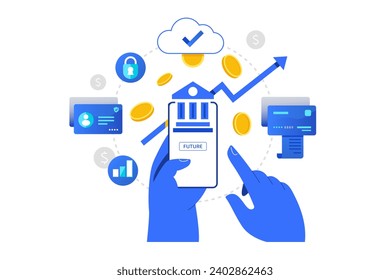 Embedded Finance Concept Illustration, die Zukunft der Fintech