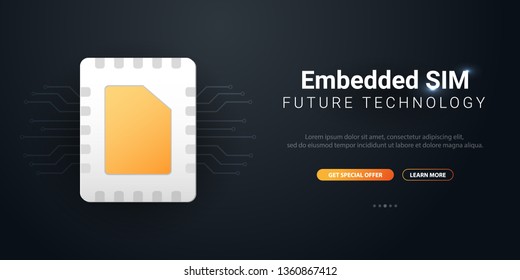 Embedded SIM. eSIM - electronic sim phone new mobile communication technology. Vector Illustration
