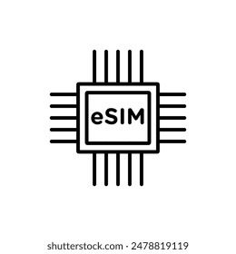 Embedded SIM Icon Ideal for Mobile Technology and Telecommunications