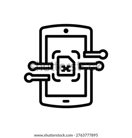 Embedded sim icon, Line Vector graphics