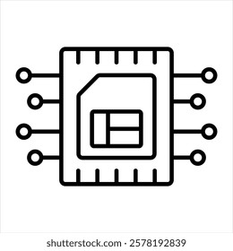 Embedded Sim Outline Icon Vector Illustration