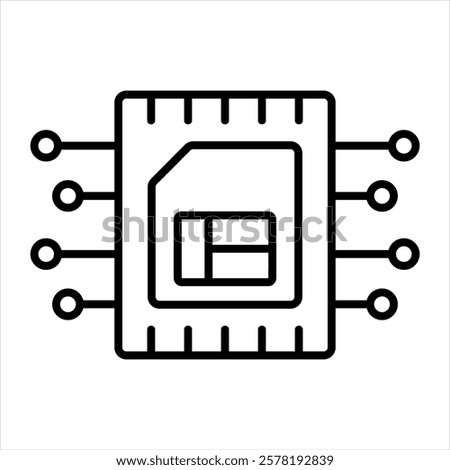 Embedded Sim Outline Icon Vector Illustration