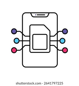 Embedded Sim Vector Filled outline illustration style icon. EPS 10 file