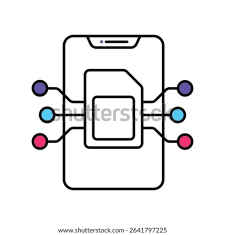 Embedded Sim Vector Filled outline illustration style icon. EPS 10 file