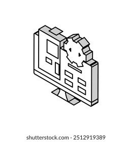 Vector de icono isométrico de software incrustado. signo de software incrustado. ilustración de símbolo aislado