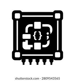 Embedded System IC Silhouette Vector Icon