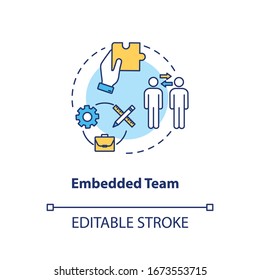 Embedded team concept icon. UX roles involving idea thin line illustration. Staff collaboration type, cross-functionality team. Vector isolated outline RGB color drawing. Editable stroke