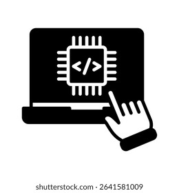 Embedding glyph icon, use for machine learning, education, technology industry, UI, UX kit, app and web development, digital or print.