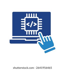 Embedding mini illustration dual tone blue color icon, use for machine learning, education, technology industry, UI, UX kit, app and web development, digital or print.