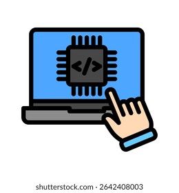 Embedding mini illustration outline color icon, use for machine learning, education, technology industry, UI, UX kit, app and web development, digital or print.