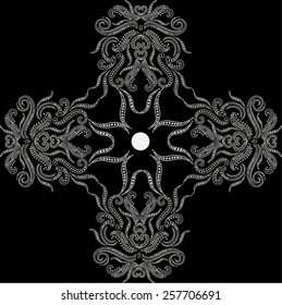 Embellished artwork on black