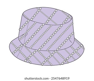 Embellished bucket hat mockup template vector illustration.