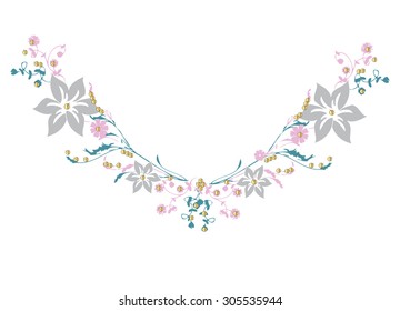 Embellished neck print in vector.