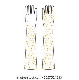 Embellished Opera Gloves Elbow length type Fashion hand accessory clothing technical illustration garment. Vector front palm back view for Men, women, unisex style flat template CAD mockup sketch