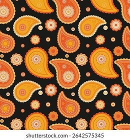 Embellishment indian as ethnic seamless pattern. Awesome eco of pretty silk. Tile tissue and ink contrast. Botanical sample with summer herb.