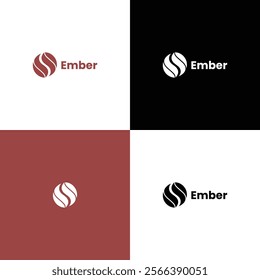 "Ember - A Sleek and Minimalistic Logo Design Featuring a Fiery Abstract Symbol, Perfect for Modern Branding, Creative Ventures, and Dynamic Business Identities"

