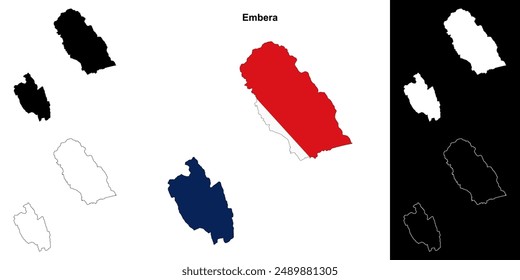 Embera province outline map set