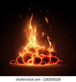 Embers with flame