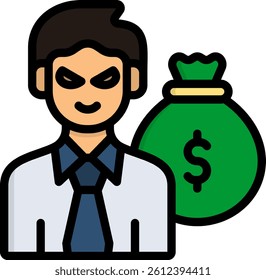 Embezzlement Icon Lineal Color Vector Illustration