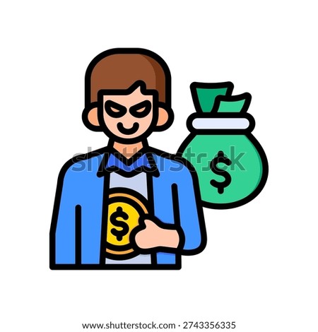 Embezzlement Icon Lineal Color Vector Illustration