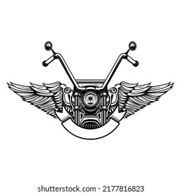 Embleem template with winged motorcycle. Motorcycle, Biker Monogram, Big Bike Monogram, Chopper Monogram 