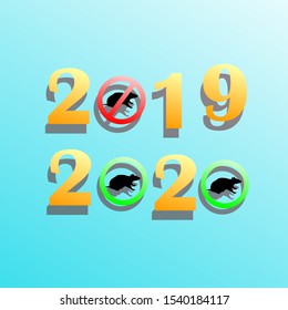 Emblem 2019-2020. Transition to the year of the rat.
