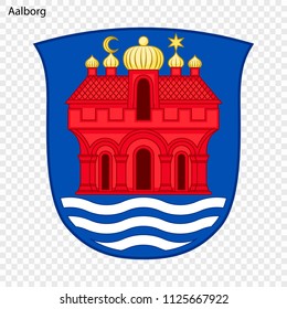 Emblem of Aalborg. City of Denmark. Vector illustration
