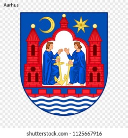 Emblem of Aarhus. City of Denmark. Vector illustration