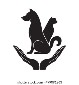Emblem of adoption and care of animals. Vector
